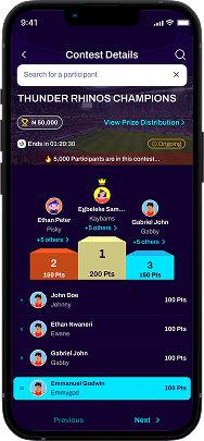Tefzon app contest screen